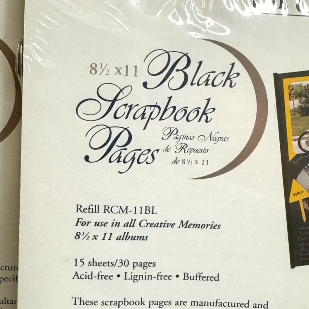 Lot of 2 NEW Creative Memories 8 1/2 X 11 Black Scrapbook Refill Pages RCM-11BL